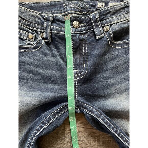 Miss Me Jeans 28x34 Bootcut Western Bling Pocket White Label Med Blue M3039B NWT - Picture 7 of 9